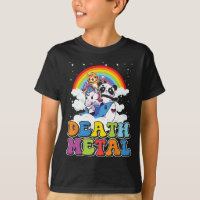 Retro Death Metal Gato Arco-Íris Unicórnio Engraça