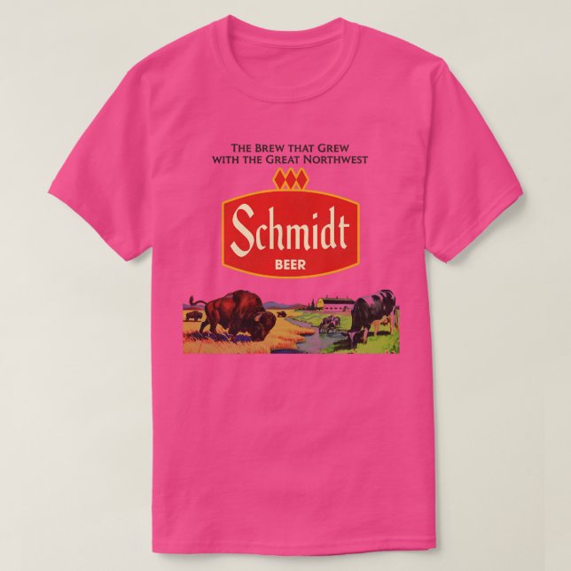 Camiseta Retro Defunct Schmidt Beer Northwest Landscape (Frente do Design)
