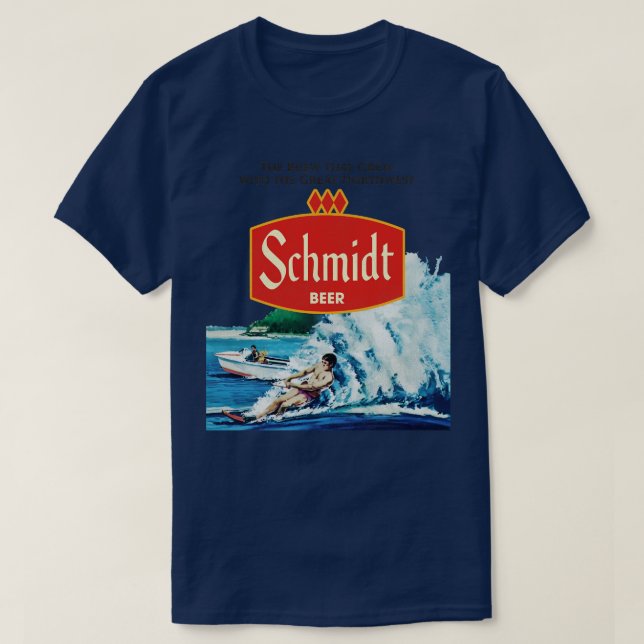 Camiseta Retro Defunct Schmidt Beer Waterski (Frente do Design)