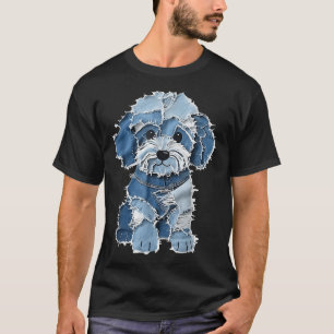 Camiseta Retro Denim Dog Patch, Engraçado Shabby Blue Jean