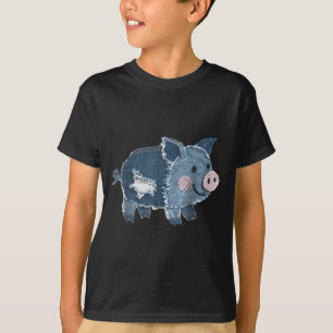 Camiseta Retro Denim Remendo Animal G Impressão Arte Artíst