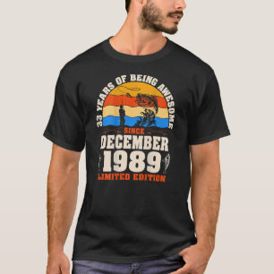 Camiseta Retro Dezembro De 1989 33 Anos De Pesca 33.O Nasci
