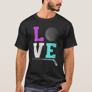 Camiseta Retro Dia de os namorados Hearts Hockey Lover Spor