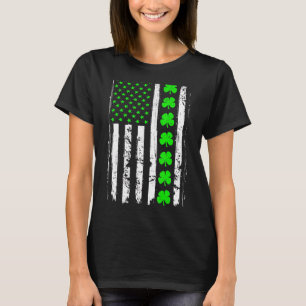 Camiseta Retro Dia de São Patrício Green Irish American Fla