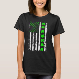 Camiseta Retro Dia de São Patrício Green Irish American Fla
