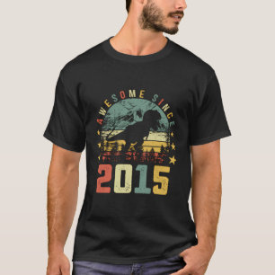 Camiseta Retro Dinossaur 8º Bday Boy Incrível Desde 2015 8 