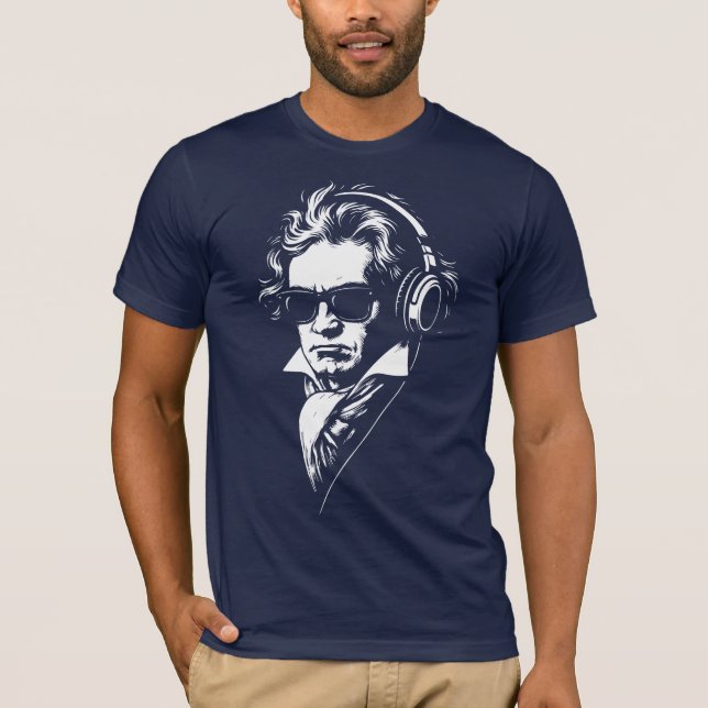 Camiseta Retro DJ Beethoven face Portrait (Frente)