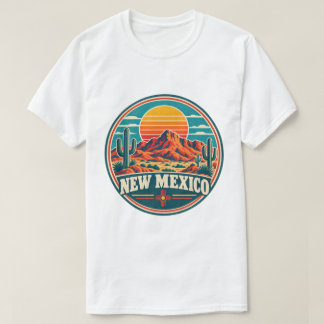 Camiseta Retro do Cacto e Montanhas do Novo México
