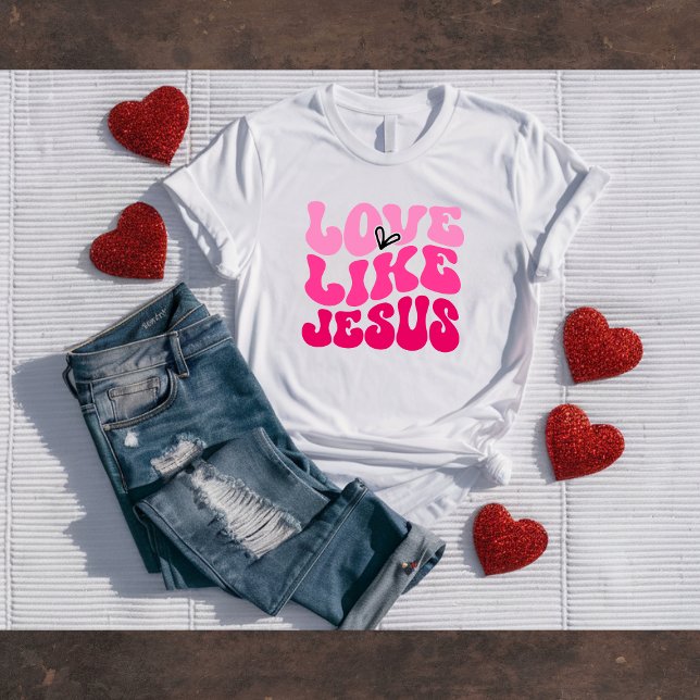 Camiseta Retro do Dia dos Namorados Ama Como Jesus (Criador carregado)