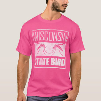 Camiseta Retro do mosquito-pássaro do estado de Wisconsin