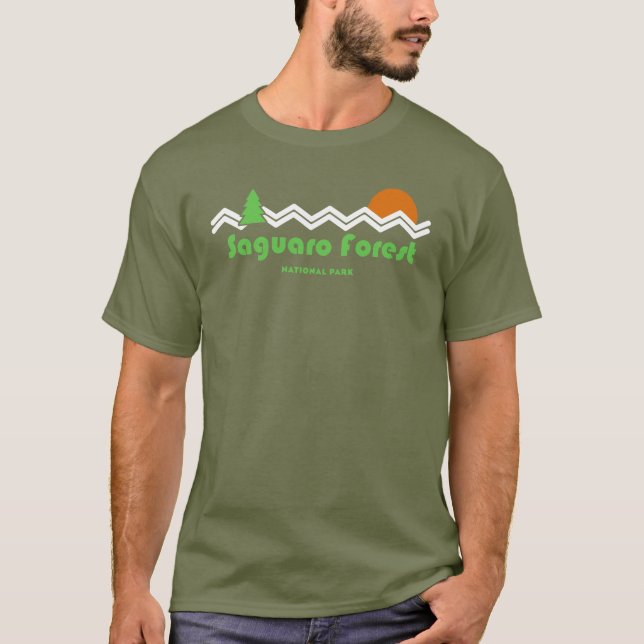 Camiseta Retro do Parque Nacional da Floresta Saguaro (Frente)