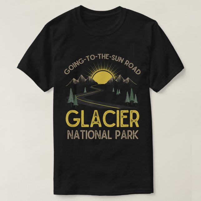 Camiseta Retro do Parque Nacional do Glaciar Rodoviário do  (Frente do Design)