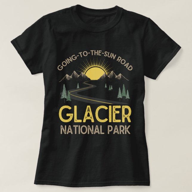 Camiseta Retro do Parque Nacional do Glaciar Rodoviário do  (Frente do Design)