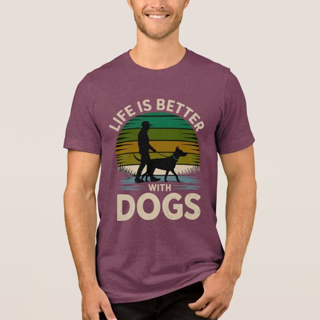 Camiseta Retro do Pôr do Sol - A Vida é Melhor Com (Frente)