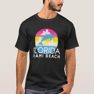 Camiseta Retro Dolphin Miami Beach FL Sun Veste Fashion Mia