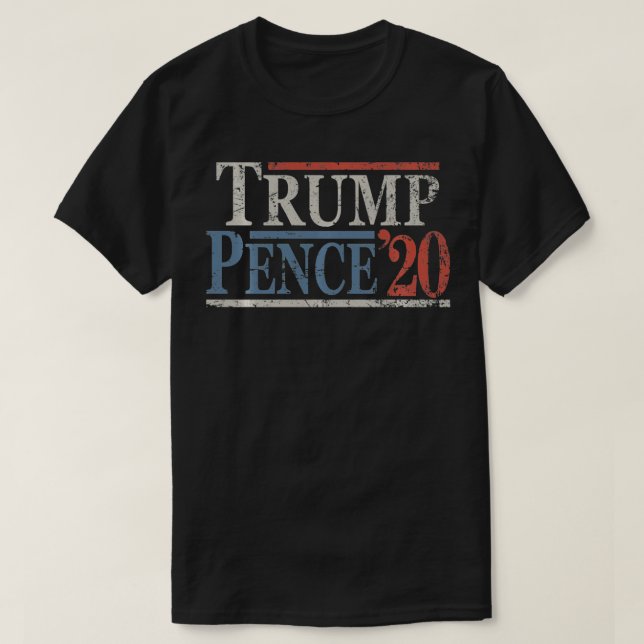 Camiseta Retro Donald Trump Mike Pence 2020 (Frente do Design)
