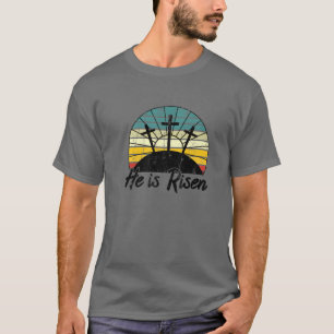 Camiseta Retro Dos Anos 70, Ele É Risen Jesus Cristo Cruza