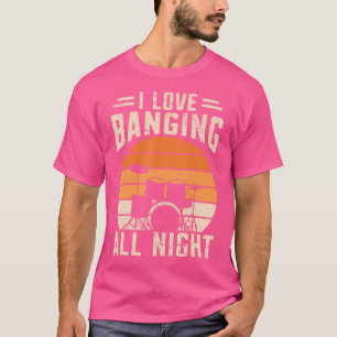 Camiseta Retro Drumming Eu Adoro Bater A Noite Toda Engraça