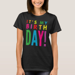Camiseta Retro É Meu Aniversário Colorida Mulheres Adolesce