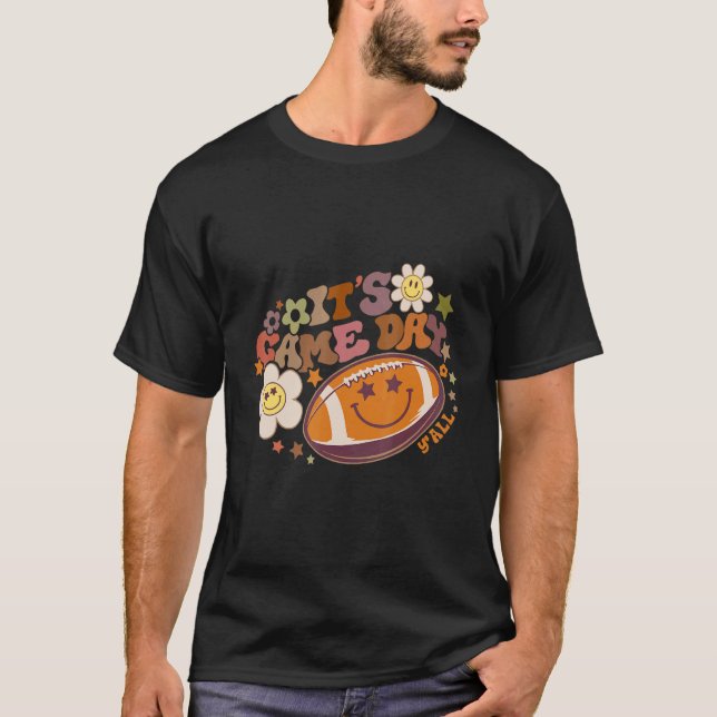 Camiseta Retro É o Dia do Jogo Hippie American Football Hap (Frente)