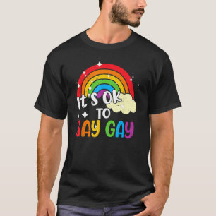 Camiseta Retro É Okay Dizer Gay Arco-íris LGBT Lésbica Tran