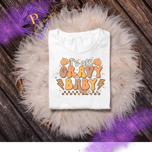 Camiseta Retro É Tudo Gravy Baby Ação de Graças (Criador carregado)
