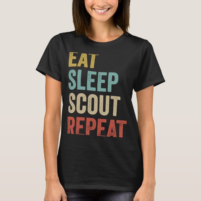 Camiseta Retro Eat Sleep Scout Boy Scouting Leader (Frente)