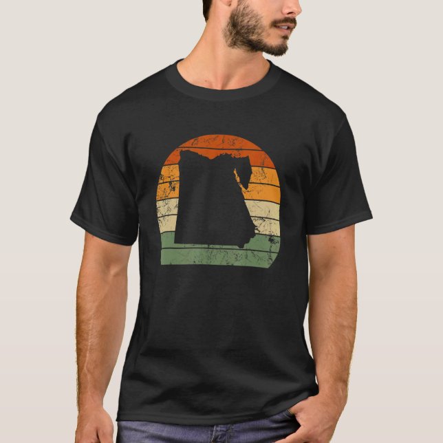 Camiseta Retro Egito Mapa Egípcio Dia Nacional Sunset (Frente)