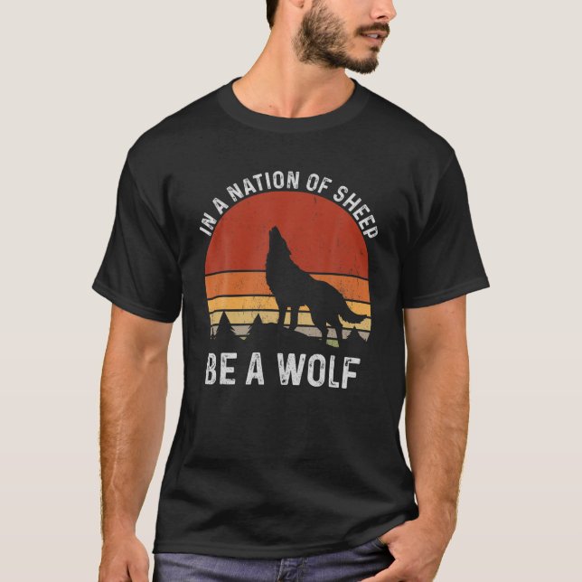 Camiseta Retrô Em Nação De Ovelha Seja Lobo, Anti-Máscara A (Frente)