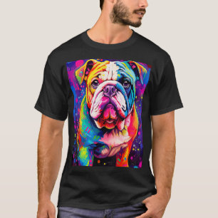 Camiseta Retro English Buldog Pop Art Design Para O Cachorr