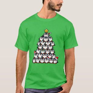 Camiseta Retrô engraçado da árvore de Natal Pinguim no Nata