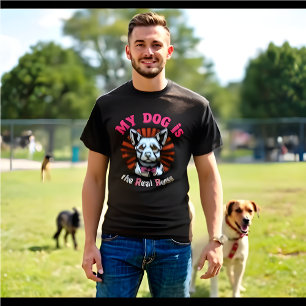 Camiseta Retro Engraçado 'Meu Cachorro é o Chefe Real'
