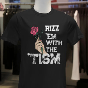 Camiseta Retro engraçado Rizz-me com a flor Grunge