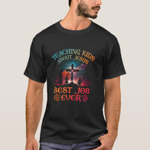 Camiseta Retrô Ensinando Crianças Sobre Jesus é o Melhor Em