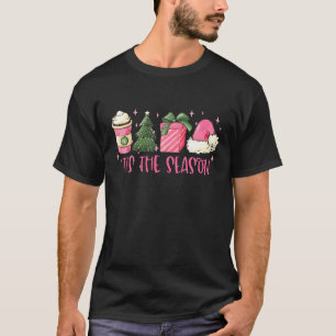 Camiseta Retro Esta Época Café De Natal Rosa Funny F
