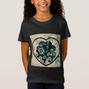 Camiseta Retro Estilo, Arte Feminina do Coração