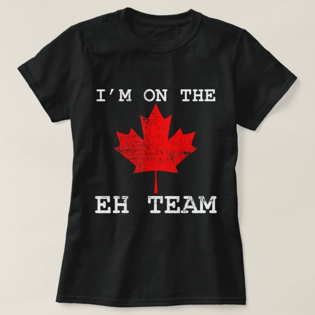 Camiseta Retro, estou no Eh Team Maple Leaf Canadian Flag  (Frente do Design)