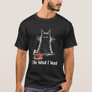 Camiseta Retro eu faço o que eu quero gato  gato  café