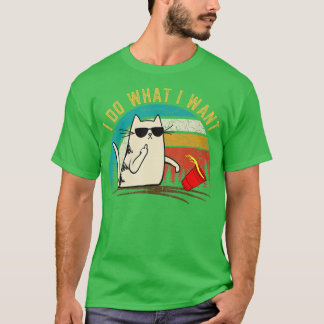 Camiseta Retro eu faço o que eu quero gato, gato Pai mãe gi