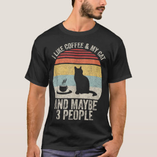 Camiseta Retro Eu Gosto De Café Meu Gato E Talvez 3 Pessoas