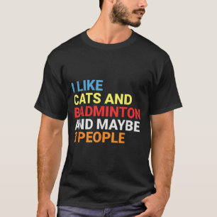 Camiseta Retro Eu Gosto de Gatos e Amante de Badminton Gato