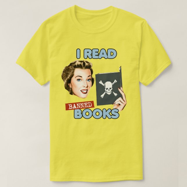 Camiseta Retro eu leio livros proibidos (Frente do Design)