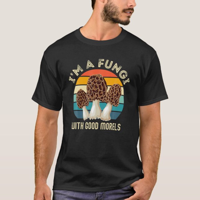 Camiseta Retro Eu Sou Um FUNGI Com BOM MORELS - Engraçado M (Frente)