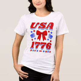 Camiseta Retro EUA 1776 Laço Xadrez Vermelho
