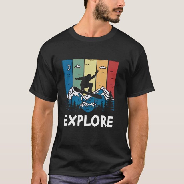 Camiseta Retro Explore Snowboarding Retro Snowboarder Homen (Frente)