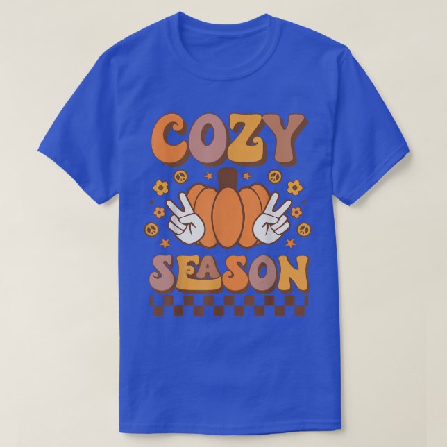 Camiseta Retro Fall Cozy Season Fall Pumpkin Autumn Th (Frente do Design)