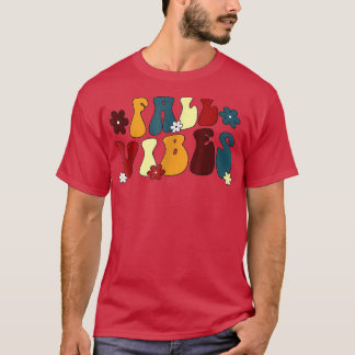 Camiseta Retro Fall Vibes Feliz Queda outono outono outono 