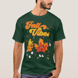 Camiseta Retro Fall Vibes Feliz Queda outono outono outono