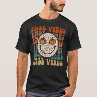 Camiseta Retro Fall Vibes Hello Queda Leopard Sorria Tre