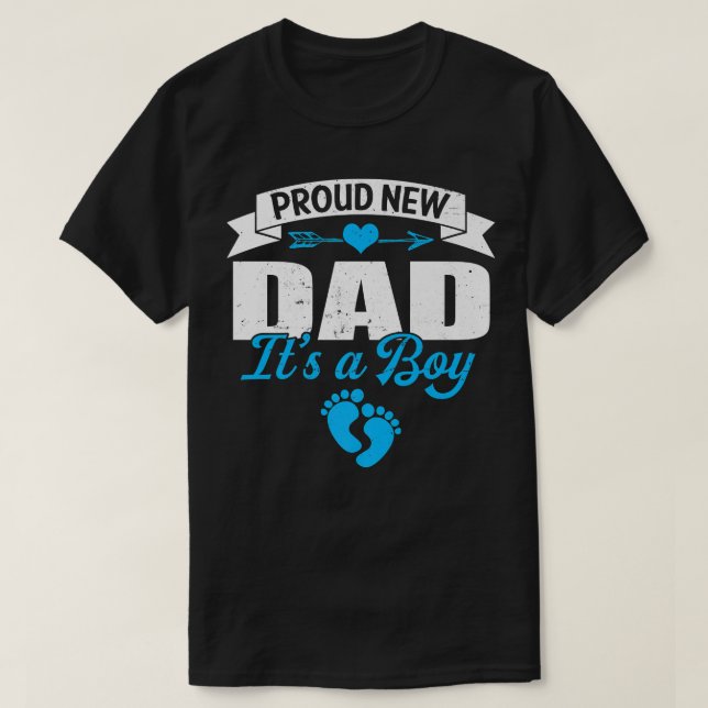 Camiseta Retro Family Proud New Dad It's A Boy Gender Revea (Frente do Design)
